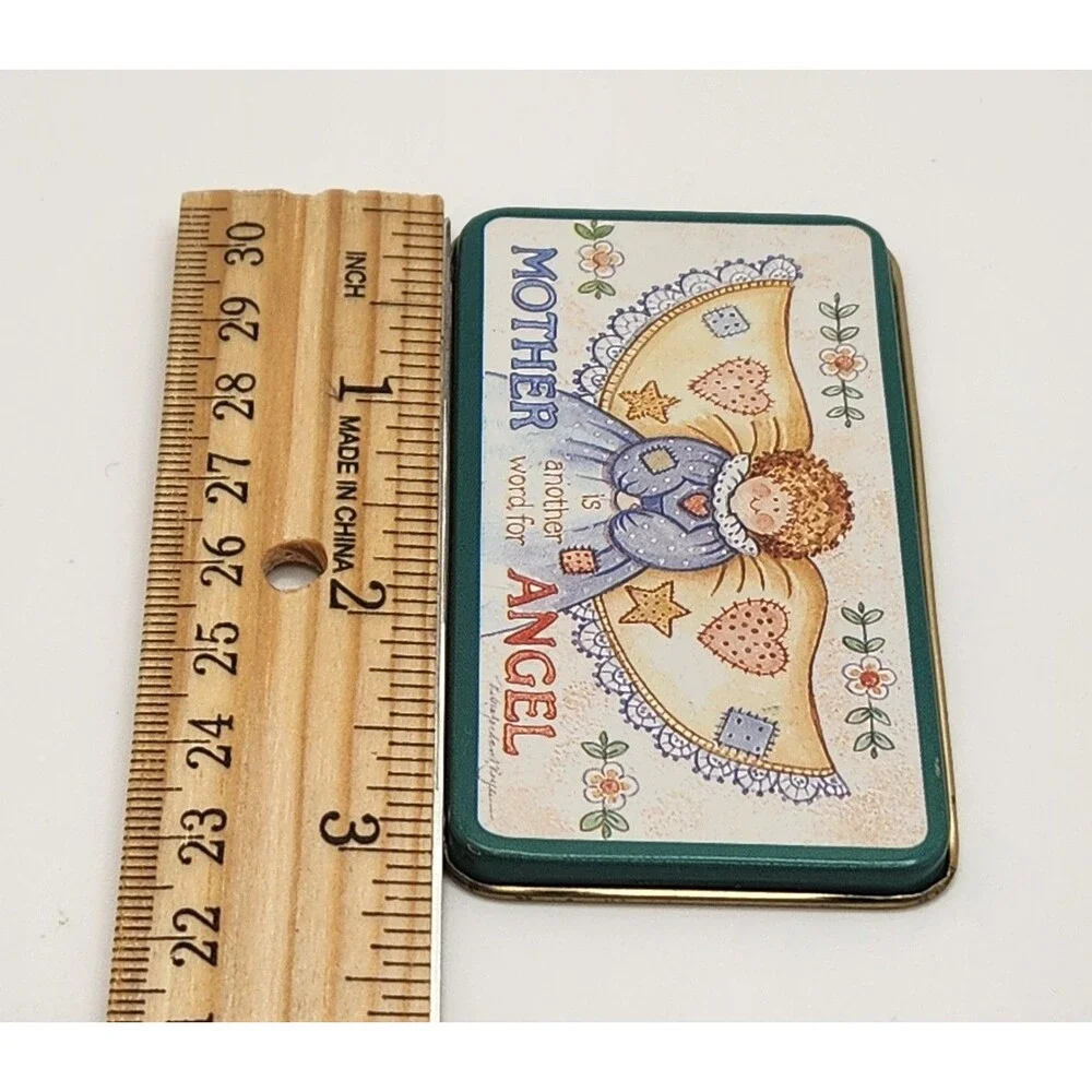 VTG Folk Art Angel Mother's Day Tin Magnet Robin Davis Patchwork Country